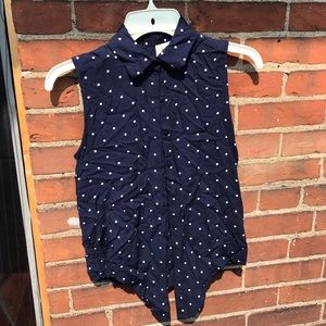 Navy tank top button down